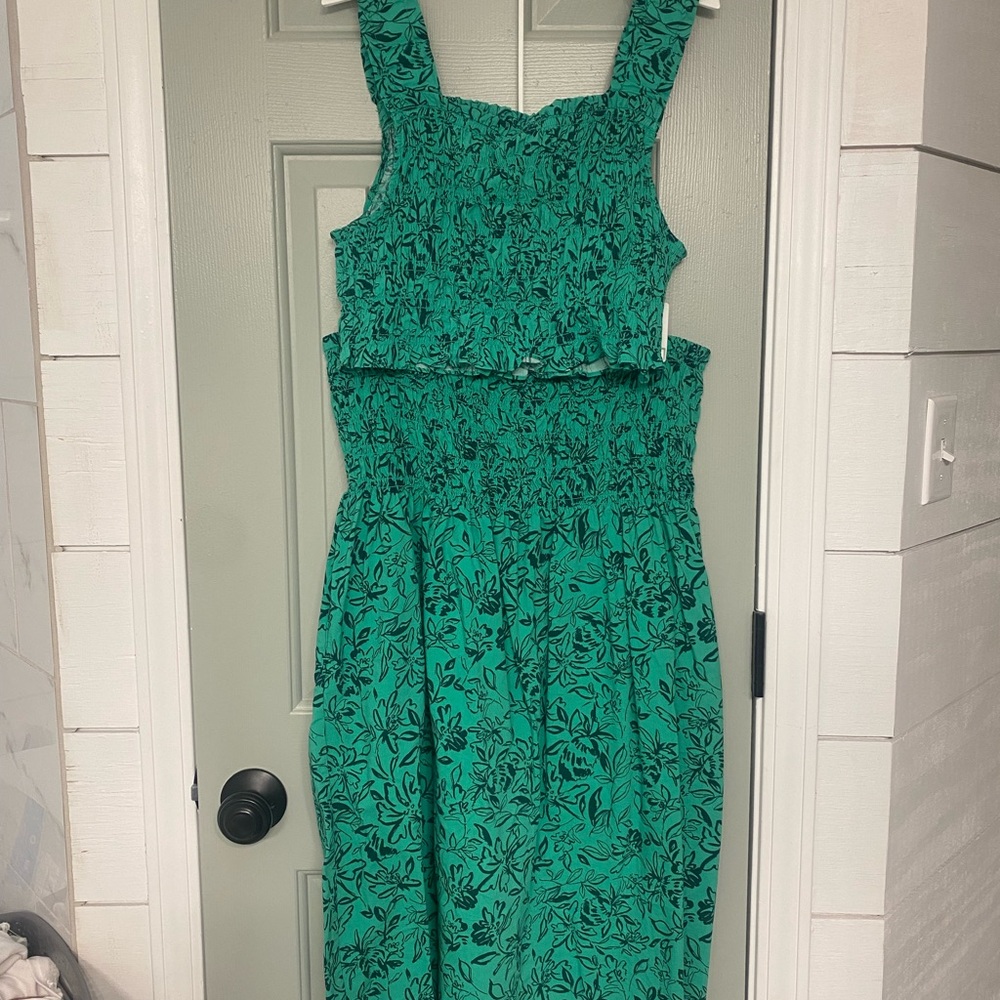 Isabel Maternity Green Sleeveless Square Neck Sundress